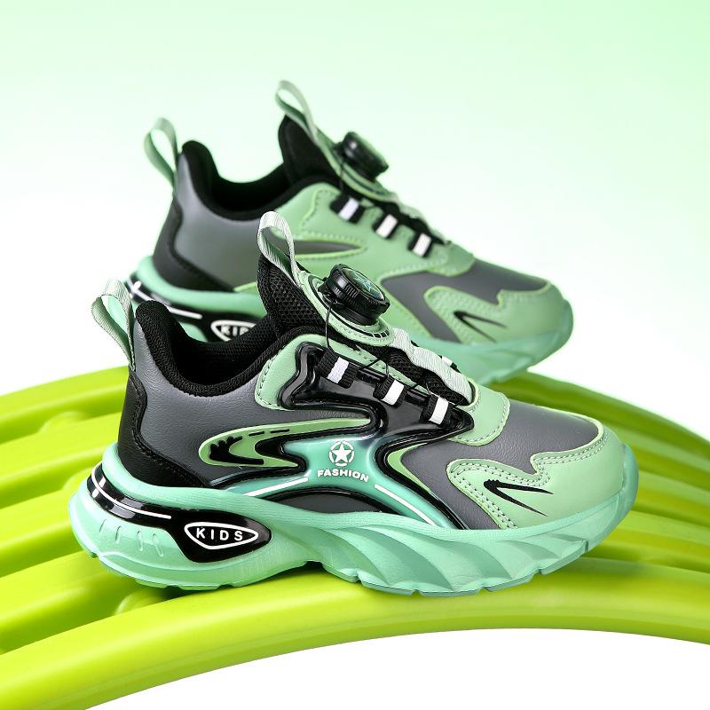 Boys' Shoes Leather Surface Autumn and Winter 2025 New Fashion Middle and Older Children's Soft-soled Non-slip Sneakers Children's Running Shoes Tide