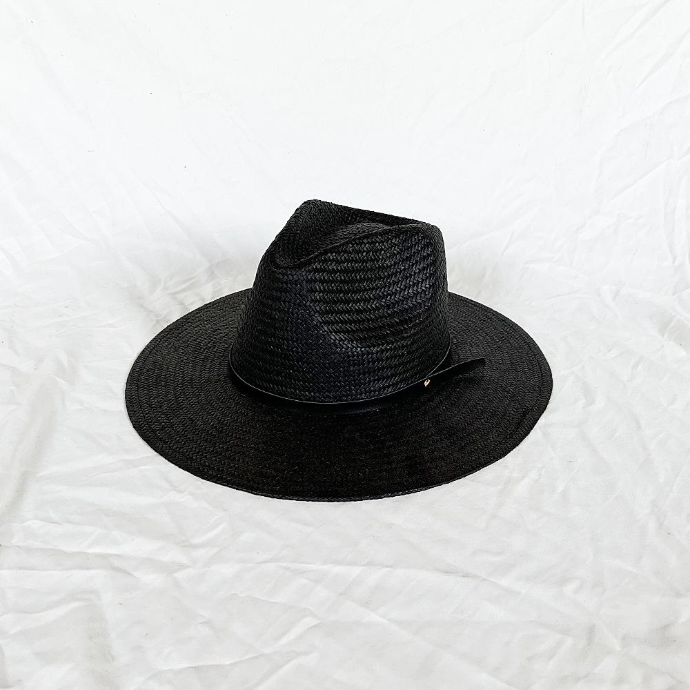 

Pasture Western Cowboy Straw hat women Large Brim stiff straw hat cowboy Outdoor summer Sun Jazz Hat sombrero vaquero hombre 56-58