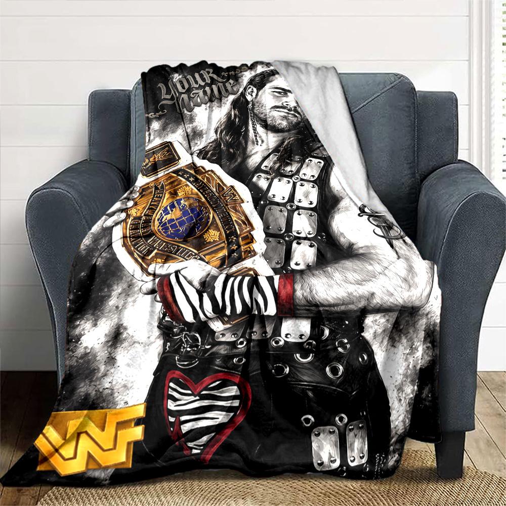 Wrestlemania Customize Text Blanket Lightweight Customizable Blanket Warmthful Decor Perfect for Livingroom Seaside Bed Chair Ideal for All Seasons