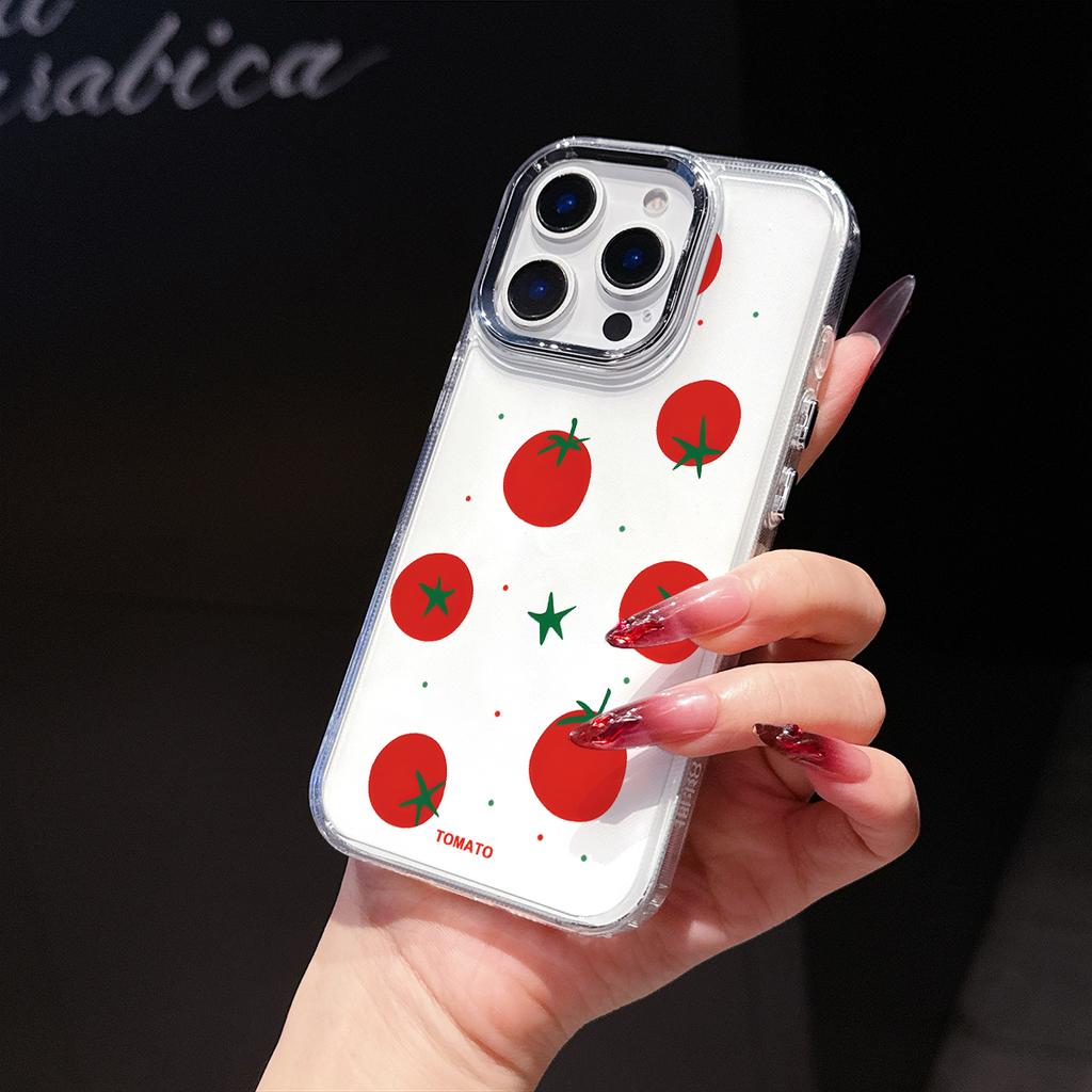 Clear Tomato Phone Case for iPhone 17 Air 16E 16 15 Pro Max 14 Plus 13 12 Mini X Xs 8 7 Soft TPU Cover Coques Accessory
