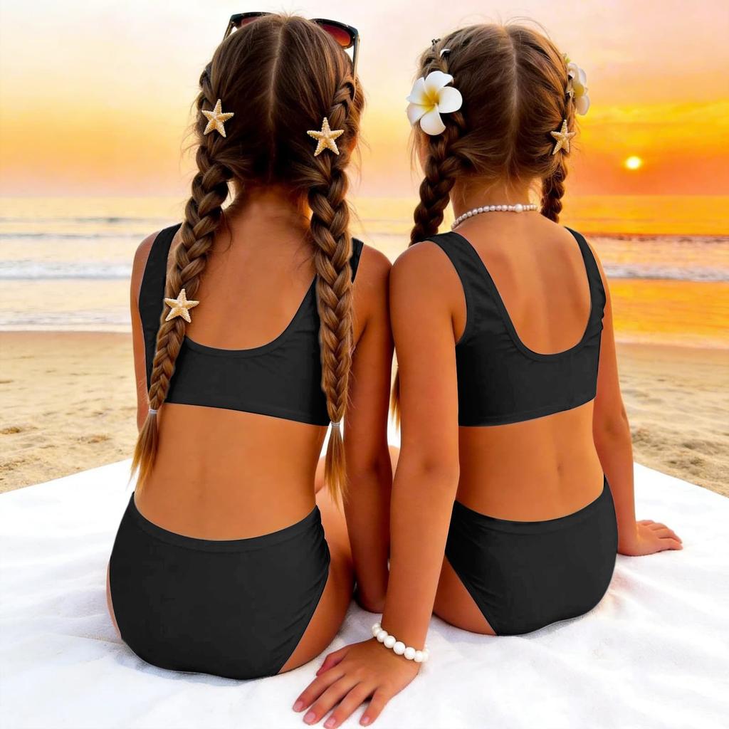 Girls Two Piece Swimsuit Tankini Set Kids Summer Swimwear Soft Fabric Comfortable Fit Durable Construction Suitable for Beach Pool Activities