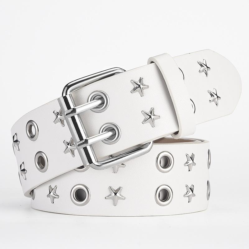Star Style Double Exhaust Eye Punk Style PU Belt Decorative Trouser Belt