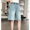 Summer Thin Pants Girls' Denim Shorts High Waisted Cropped Shorts Girls' Shorts Fashionable Outerwear