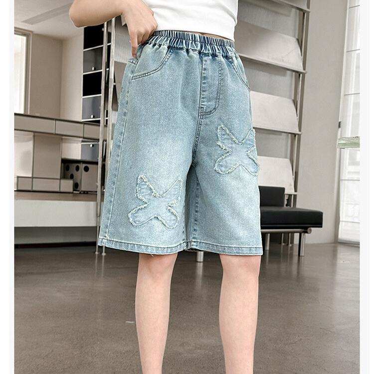 Summer Thin Pants Girls' Denim Shorts High Waisted Cropped Shorts Girls' Shorts Fashionable Outerwear