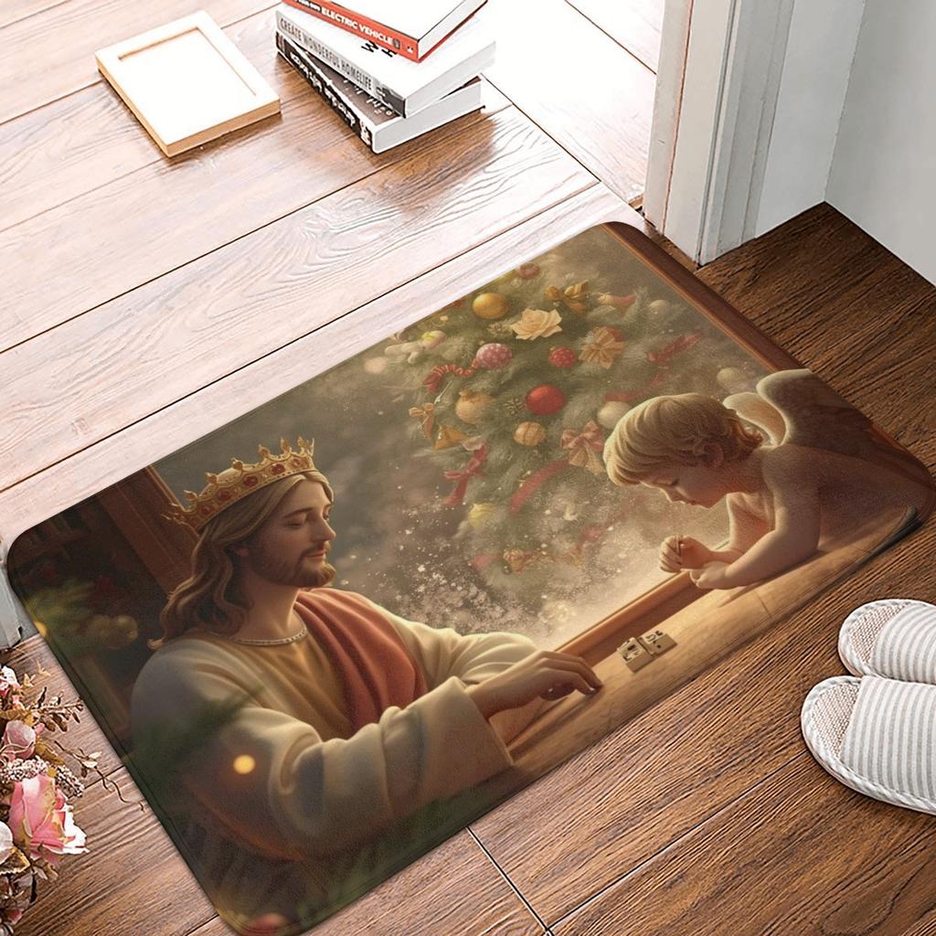 Jesus Religious Door Floor Kitchen Bathroom Mats Anti-Slip Outdoor Doormat Bedroom Balcony Entrance Carpet Rug