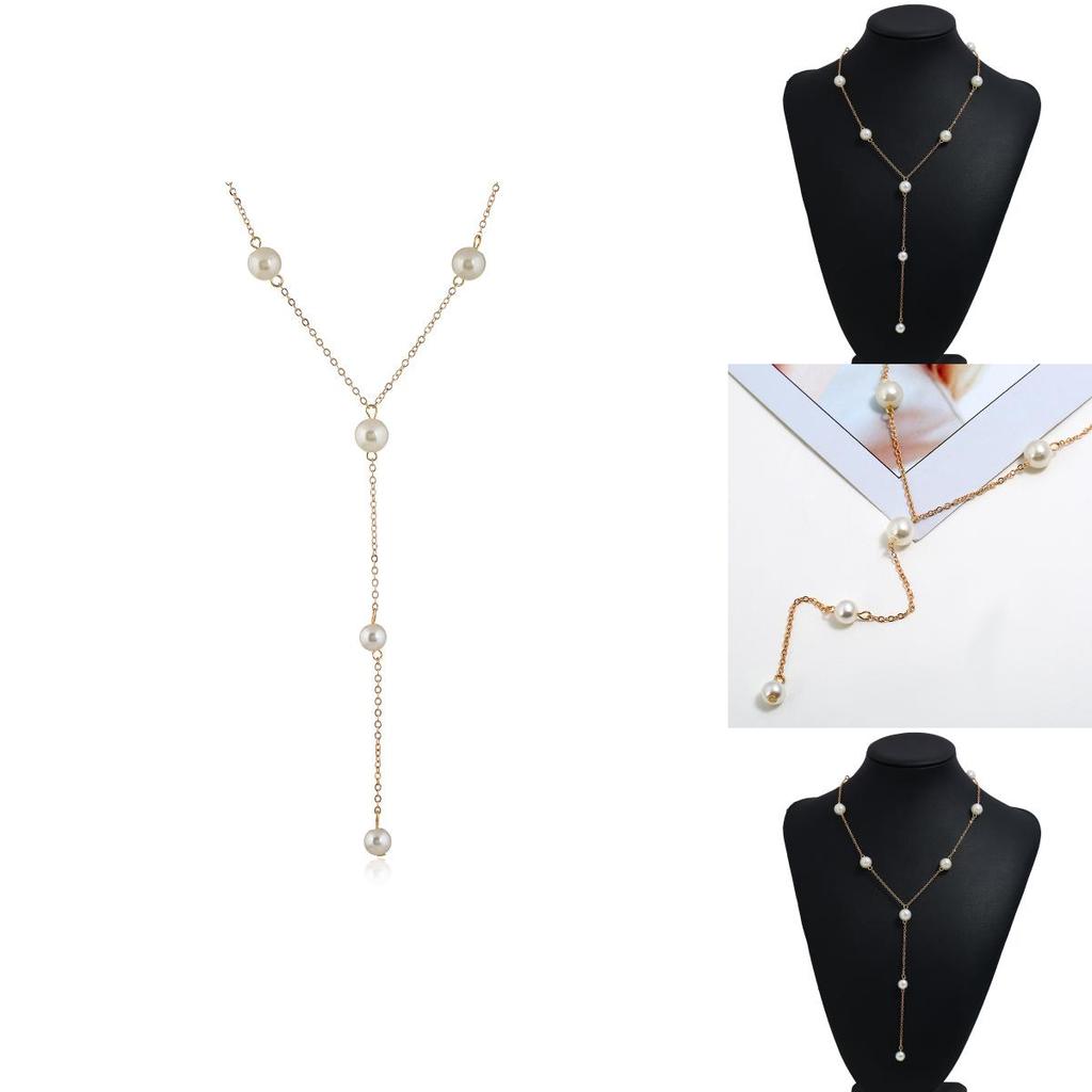 Pearl Pendant Necklace For Women With Alloy Material And Water Wave Chain For Wedding And Formal Events