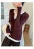 Double-Layer Striped Cashmere Knit Sweater with Mixed Neckline for Ladies