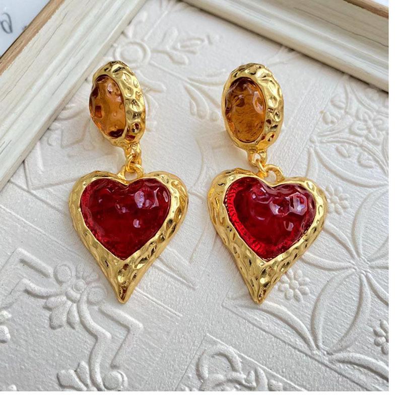 Real Gold-plated Hand-fired Lava Glazed Love Pendant Earrings, Macaron Candy-colored Earrings 925 Earrings.