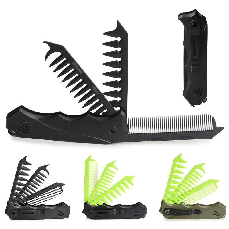 Professional 3 In 1 Pocket Folding Combs Wide Tooth Oil Head Comb Beard Combing Barber Hair Clipper Comb Salon Hair Styling Tool