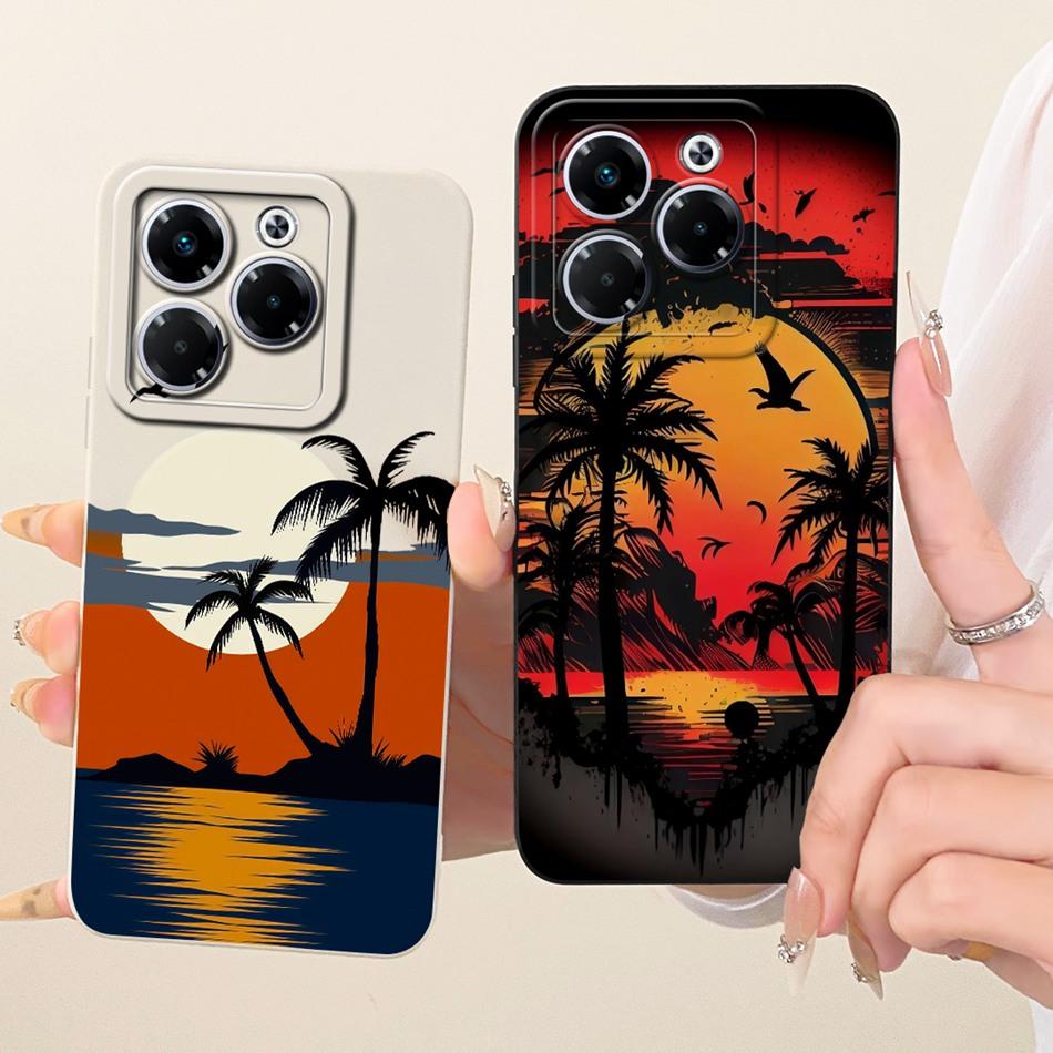 For Infinix Note 40X 5G Fashion Dusk Beach Painting Phone Case For Infinix Note40X 5G X6838 Soft Silicone Covers Bumpers
