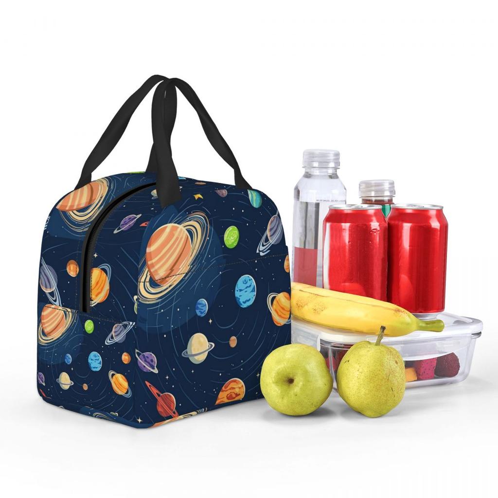 Solar System Space Planets Universe Insulated Lunch Bag for Women Children Portable Food Boxes Thermal Lunch Box Tote