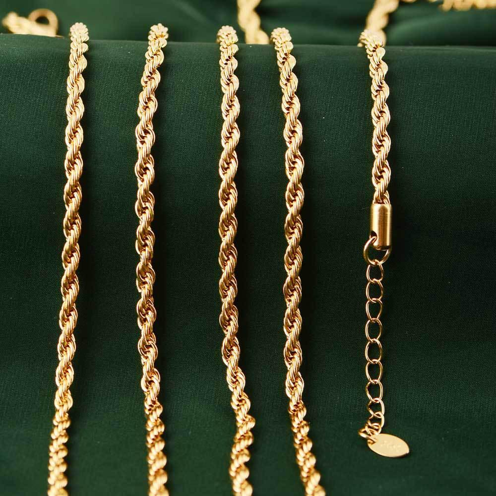 Non-Fading 316L Stainless Steel Rope Chain Necklace for Men & Unisex, Hip Hop Style