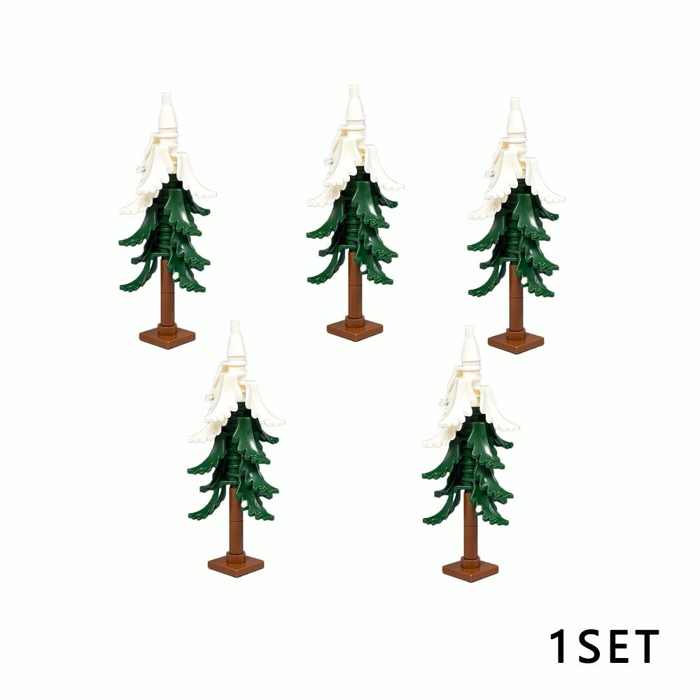 DIY Pine Tree Model Kit - Snowy Christmas Tree Street Forest Compatible with Building Blocks & Assemble Particles