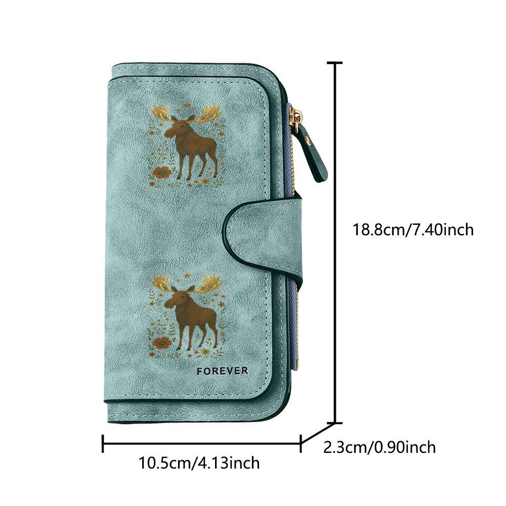 Elk Print Long Zipper Wallet, Large-capacity Card Holder, Unisex Clutch Bag, Stylish Zippered Coin Purse, Suitable for Daily Use, a Great Gift for