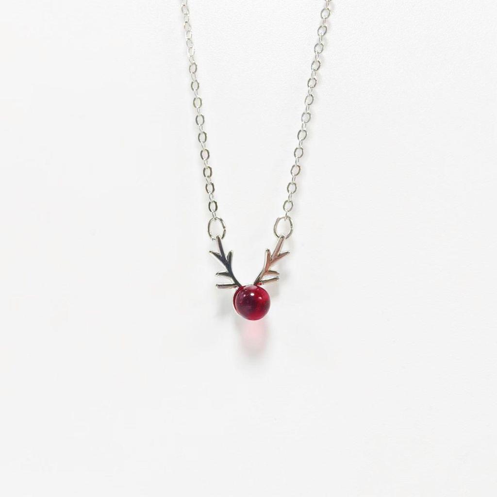 Korean Style Cute Reindeer Antler Necklace for Women - Mori Style Versatile Clavicle Chain