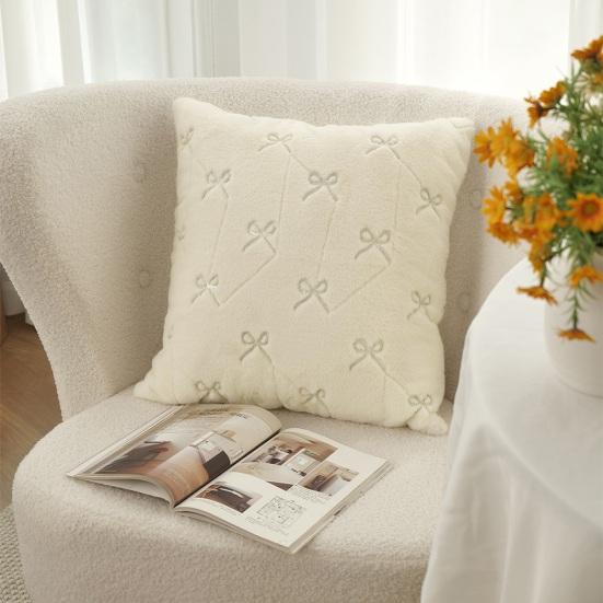 Throw Pillowcase Bowknot Pattern Hidden Zipper Wrinkle Resistant Pillow Cover Bedroom Living Room Sofa