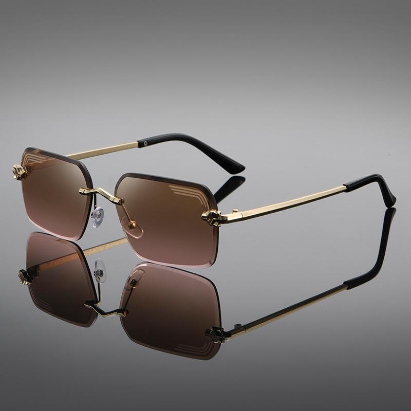 Personalized Small Frame Square Sunglasses Rimless Retro Marine Sunglasses Fashionable Female Driver