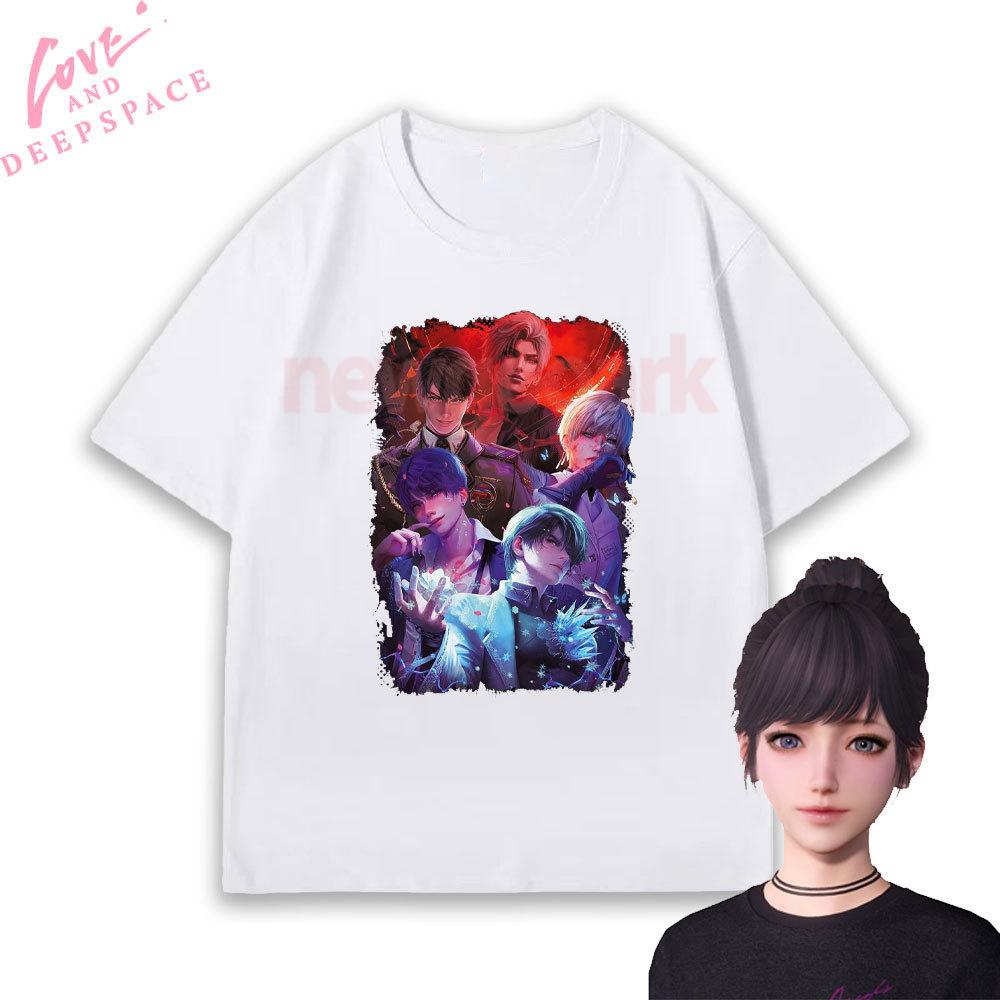 Love and Deepspace Choose Your Guy Zayne Xavier Sylus Rafayel Graphic T Shirts Woman Man Couple Otome Game Anime Cotton Tshirt