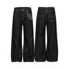Mens Relaxed Fit Straight Leg Wide Denim Jeans Vintage Style Water Washed Cotton Blend Mid Rise