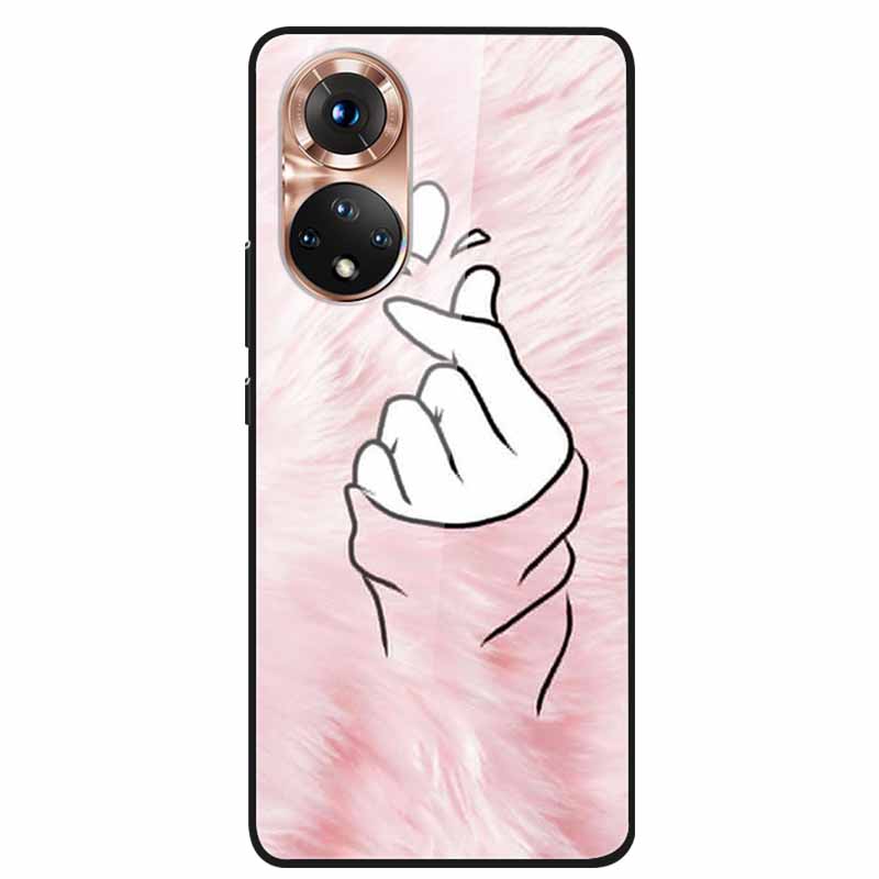 For Honor 50 Case Cartoon Tempered Glass Back Cover Hard Case For Huawei Honor 50 Pro Phone Cases NTH-AN00 NTH-NX9 Fundas Coque