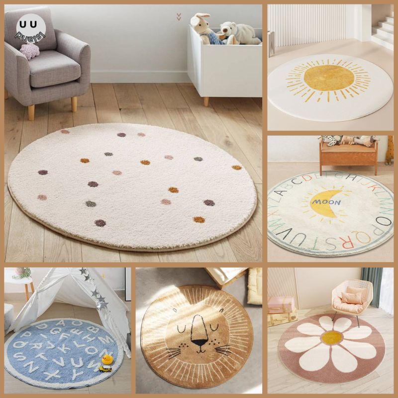 

VIKAMA round Creative Patterned Woolen-Feel Bedside Blanket Bathroom Children s Bedroom Sofa Carpet Home Decor 60cm 24inch