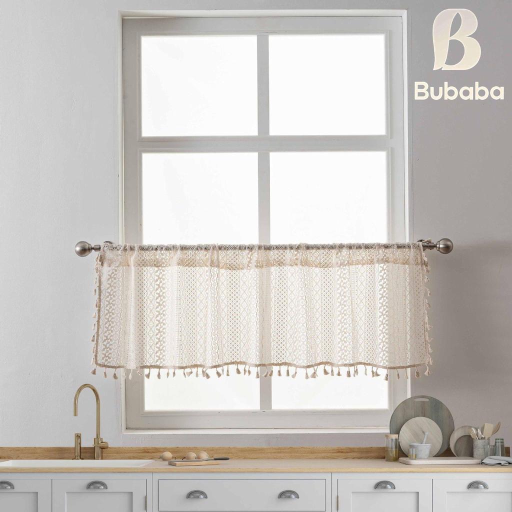 Bu Baba American Hollow Tassel Gauze Curtain for Bedroom Bay Window or Door, Finished Short Curtain.