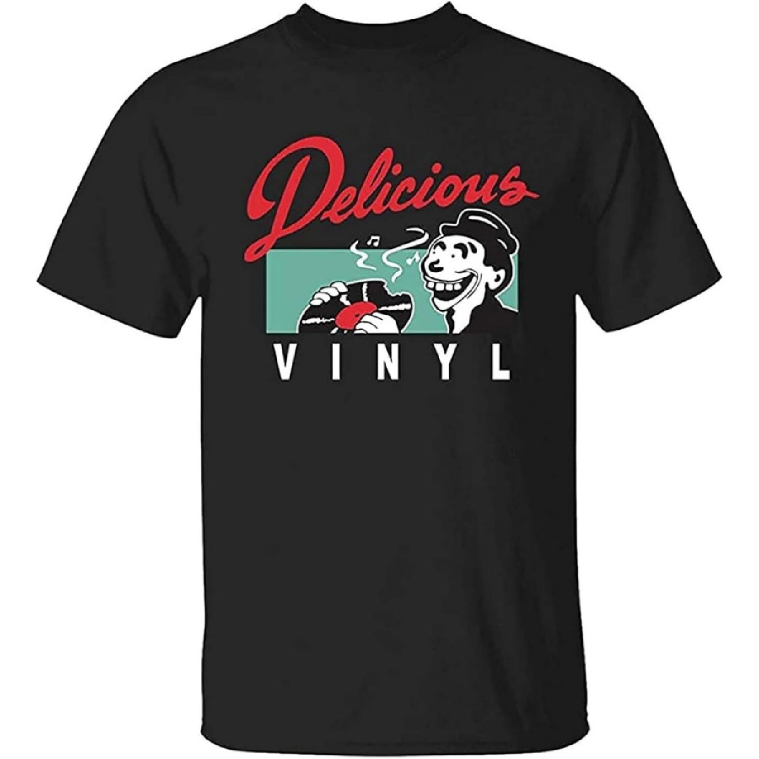 ESSERYRFG Men s Delicious Vinyl, Record Label, Men Ultra Cotton Black T-Shirts Black S