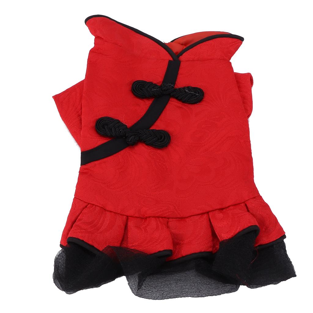 Pet Chinese Style Suit Spring and Summer Cotton Qipao Costume for Pet Puppy and Cats