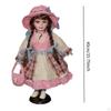 15.75'' Porcelain Doll Ceramic Beautiful with Hat and Hair Decorative for Ornament