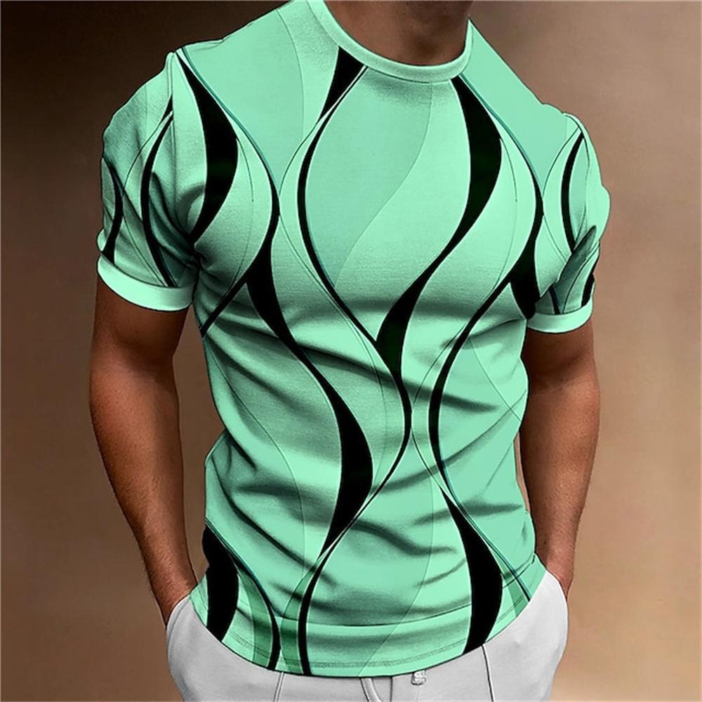 Summer Men Short Sleeve Round Neck 3D Digital Plrint T Shirt 100% Polyester High Elasticity Men Fitness Sport T Shirt