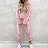 Women's Casual Color Hooded Sweatshirt and Jogger Pants Two-Piece Set with Pockets for Sports and Everyday Wear