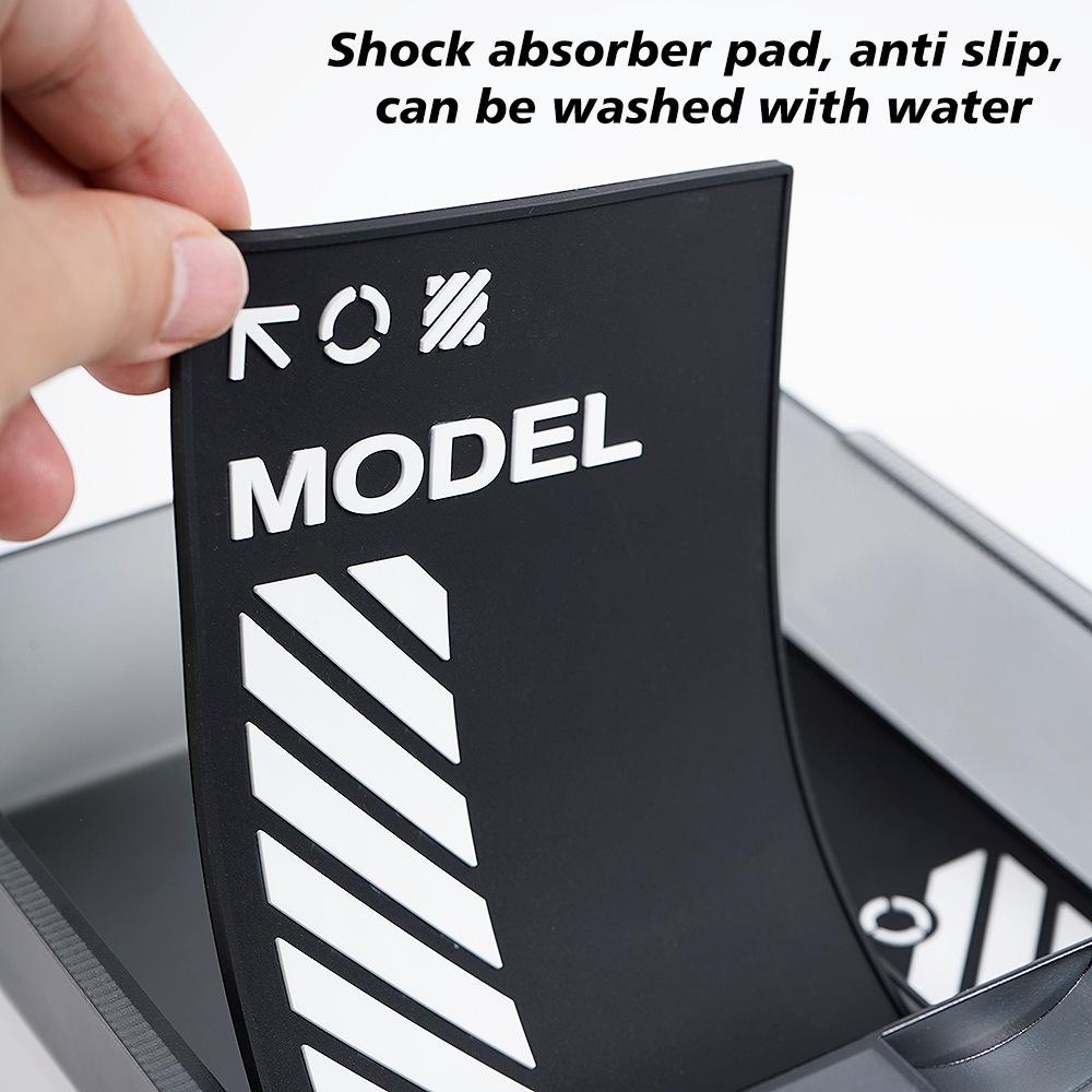 Hidden Console Storage Tray Fits Tesla Model Y Juniper 2026 Model Y L Translucent Smoked ABS Box 2/4/6PCS Silicone Anti-slip Set