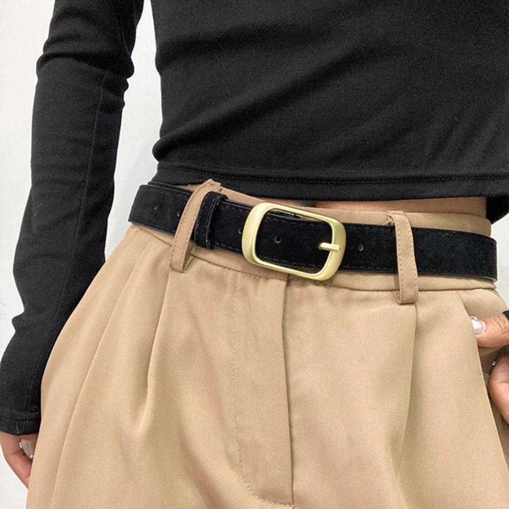 

Retro Pin Buckle Suede Leather Belt Luxury Design Leisure Women Waist Belt Versatile Wide Waistband Coat Skirt Decoration чёрный