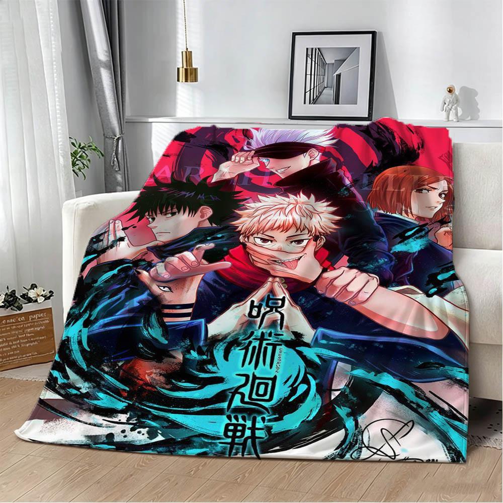 Cartoon Jujutsu Kaisen Anime 3D Flannel Blanket Soft Throw Blanket Art For Home Decor Bedroom Bed Sofa Cover Picnic Fans Gifts
