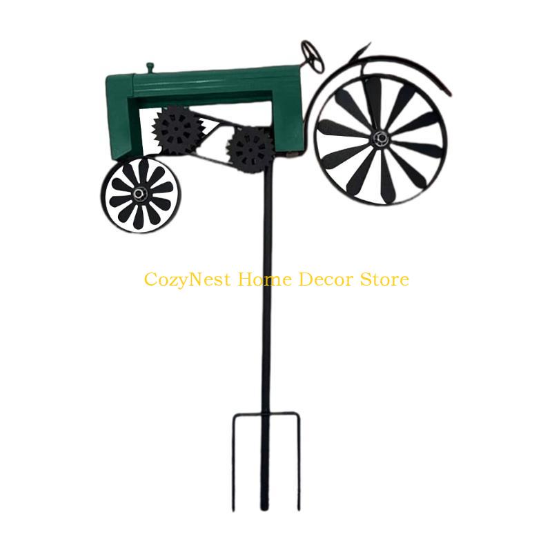 92MF Farmhouses Iron Tractor Windmill Spinner With Rotating For Patios Landscape