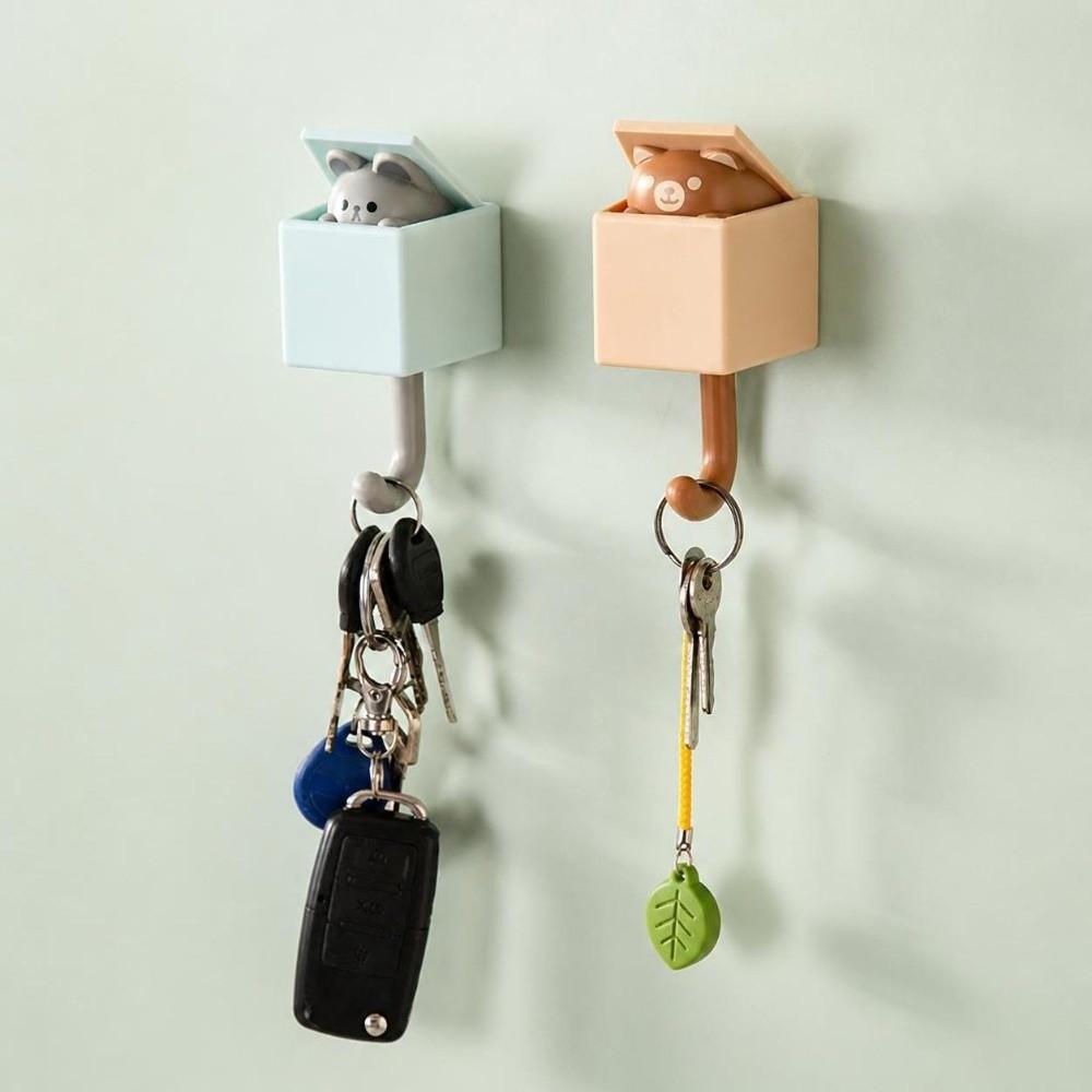 Punch Free Cute Cat Wall Hook Self Adhesive Cartoon Decor Hooks Wall Hanger For Keys Bags Towels