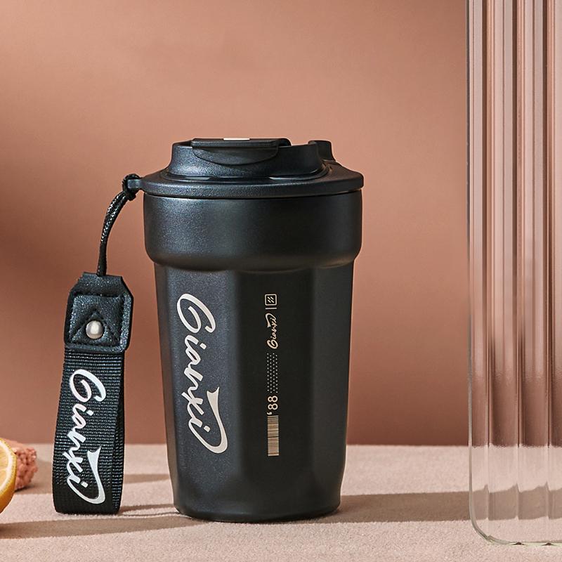 Coffee Thermos Cup with Handles Rope Stainless Steel Vacuum Flask Portable Thermal Insulation Cups Drinkware
