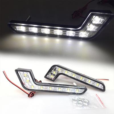 Luces diurnas LED para automóvil, luces diurnas, luces antiniebla, luces de estacionamiento, fuente de luz DRL, 1 par de 8 LED en forma de L, luces de circulación diurna DRL