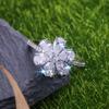 Silver Water Drop Pear-Shaped Flower Snowflake Ring Simple Temperament Flower Ring