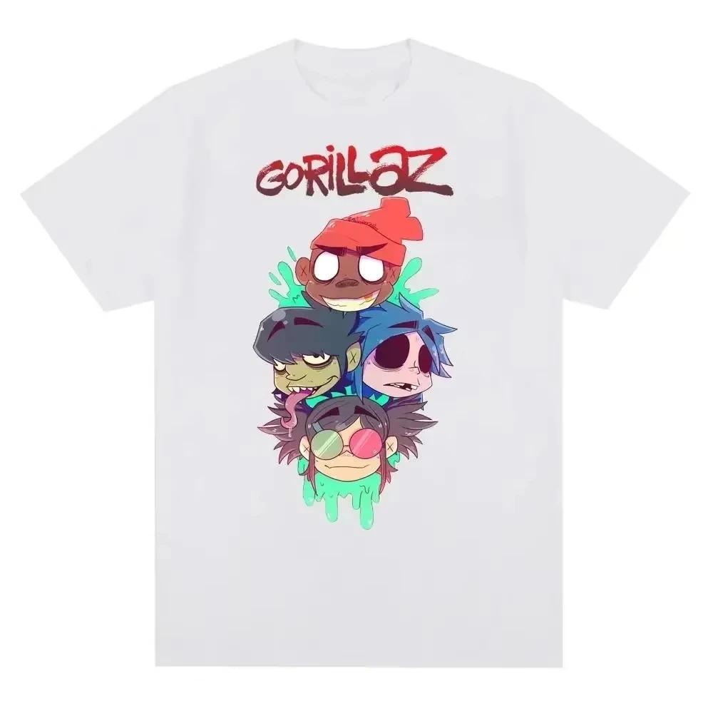 Gorillaz Hip Hop Pop Punk Rock Band Printed Cotton Mens TShirt 90s Casual Fashion Short Sleeve TShirt Unisex Tshirts