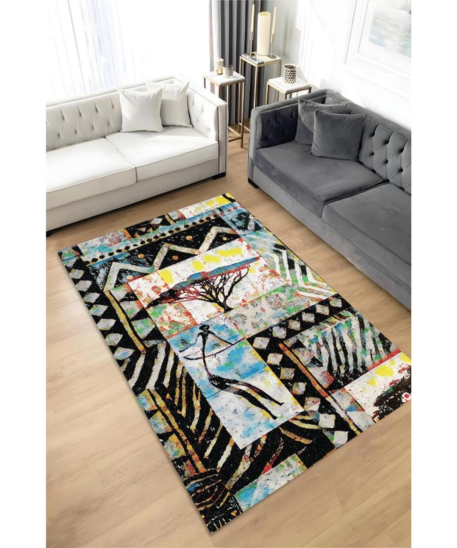 

Afro Deco Woven Based Washable Decorative Carpet