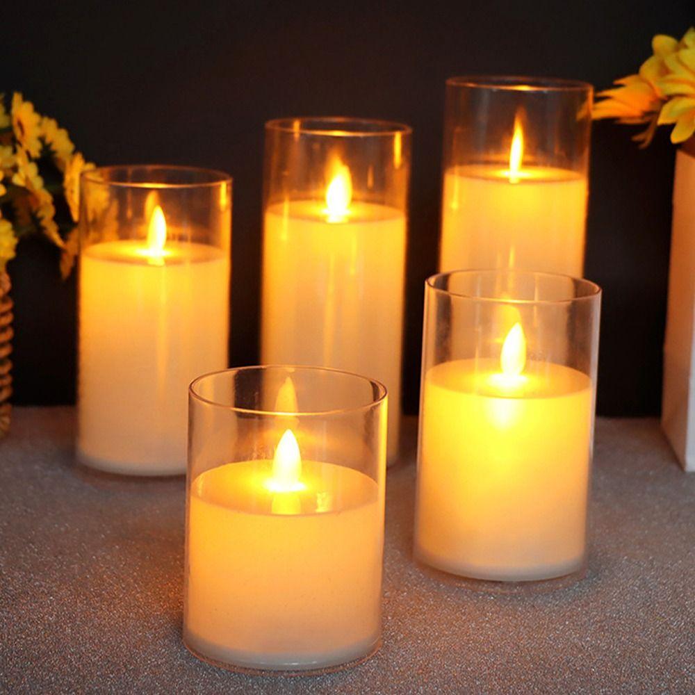 Simulation Candles Lamp Acrylic Night Light Creative LED Flameless Candles Light  Table Centerpiece