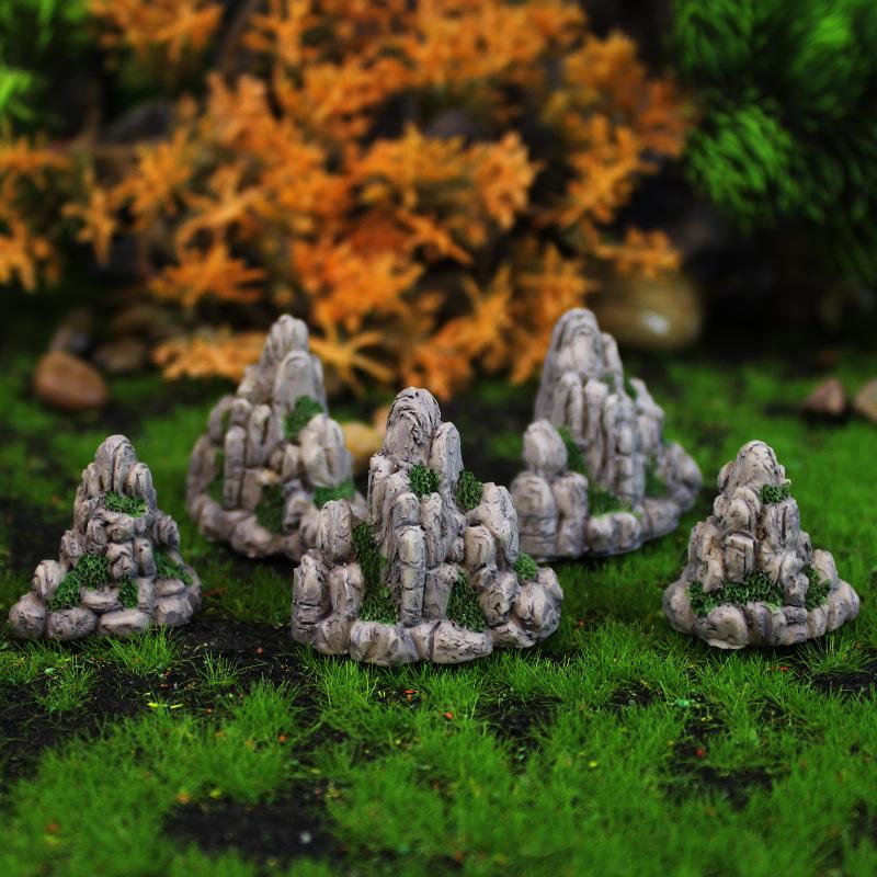 Simulation Miniature Rockery Ornaments Resin Crafts for Succulent Flower Pots, Aquariums, and Sand Table Decorations.
