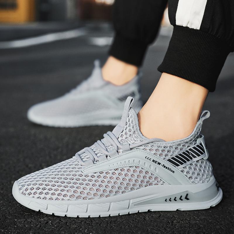

New Summer Summer Sneakers Men Blue Shoes Outdoor Comfort Walking Shoes Breathable Mesh Tennis Men Casual Shoes for Man 39 серый