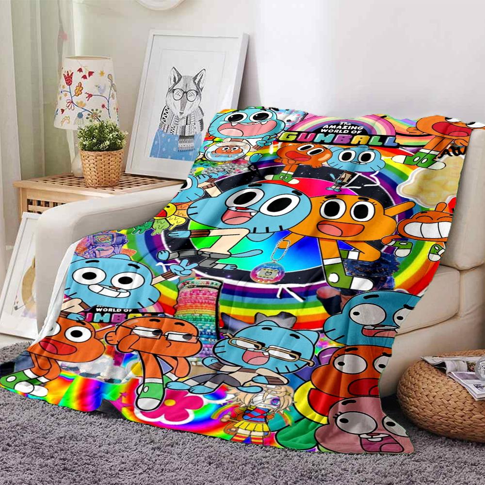 The Amazing World of Gumball Print Flannel Blanket High Quality Warm Comfortable Cover for All Seasons Perfect for Gifts Home Deco