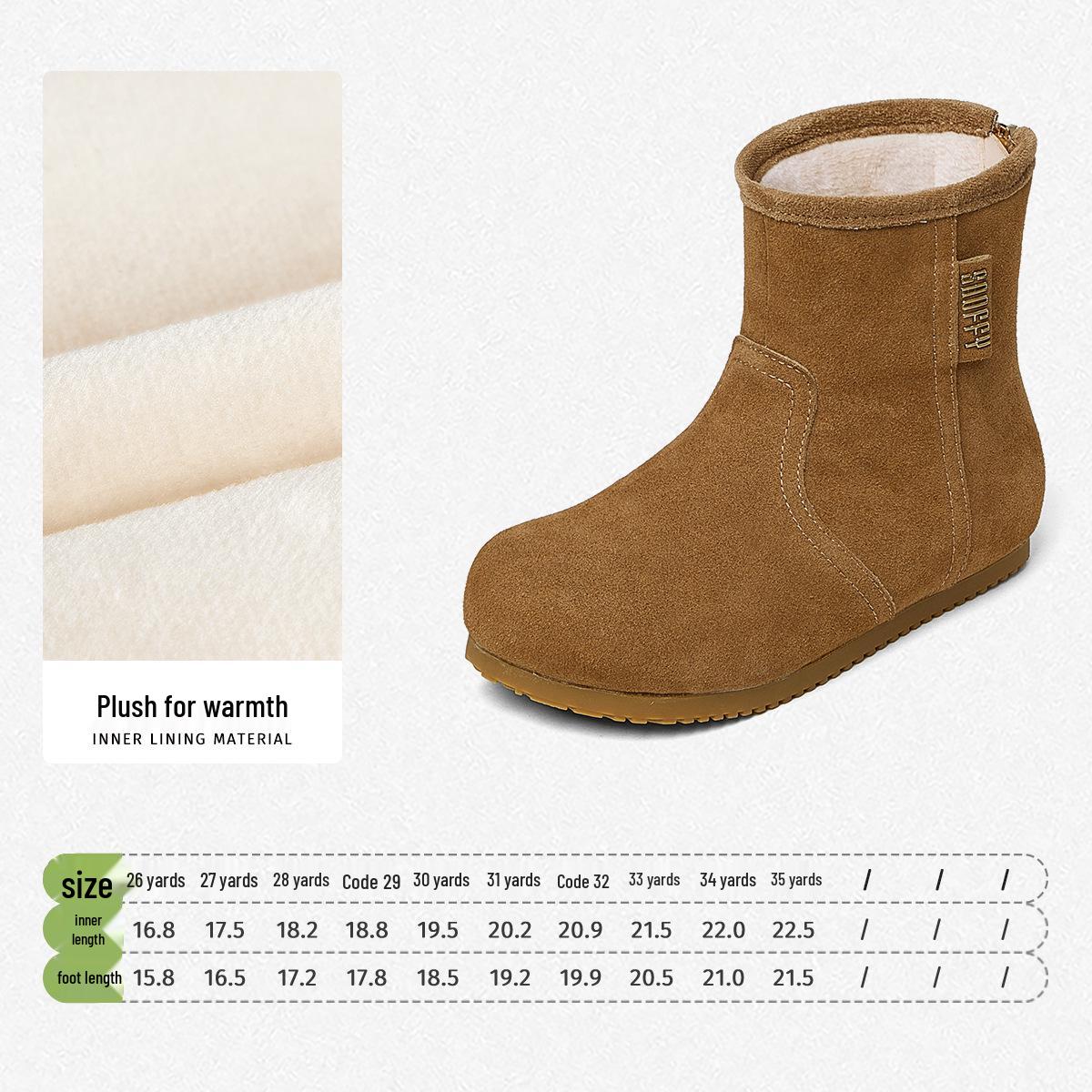 Snuffy 2025 Winter Low-Top Cotton Boots for Girls - Little Princess Style with Added Fleece 30