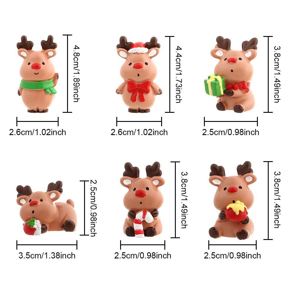 Mini Deer Figurines Resin Elk Toys Cake Topper Miniature Snow Scene Micro Landscape Home Decoration Christmas Supplies Craft