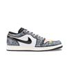 Jordan Air Jordan 1 Starry Sea Pearl Abrasion Resistant Low Top Vintage Basketball Shoes Unisex Gray Gold 553558-081(Team626-)