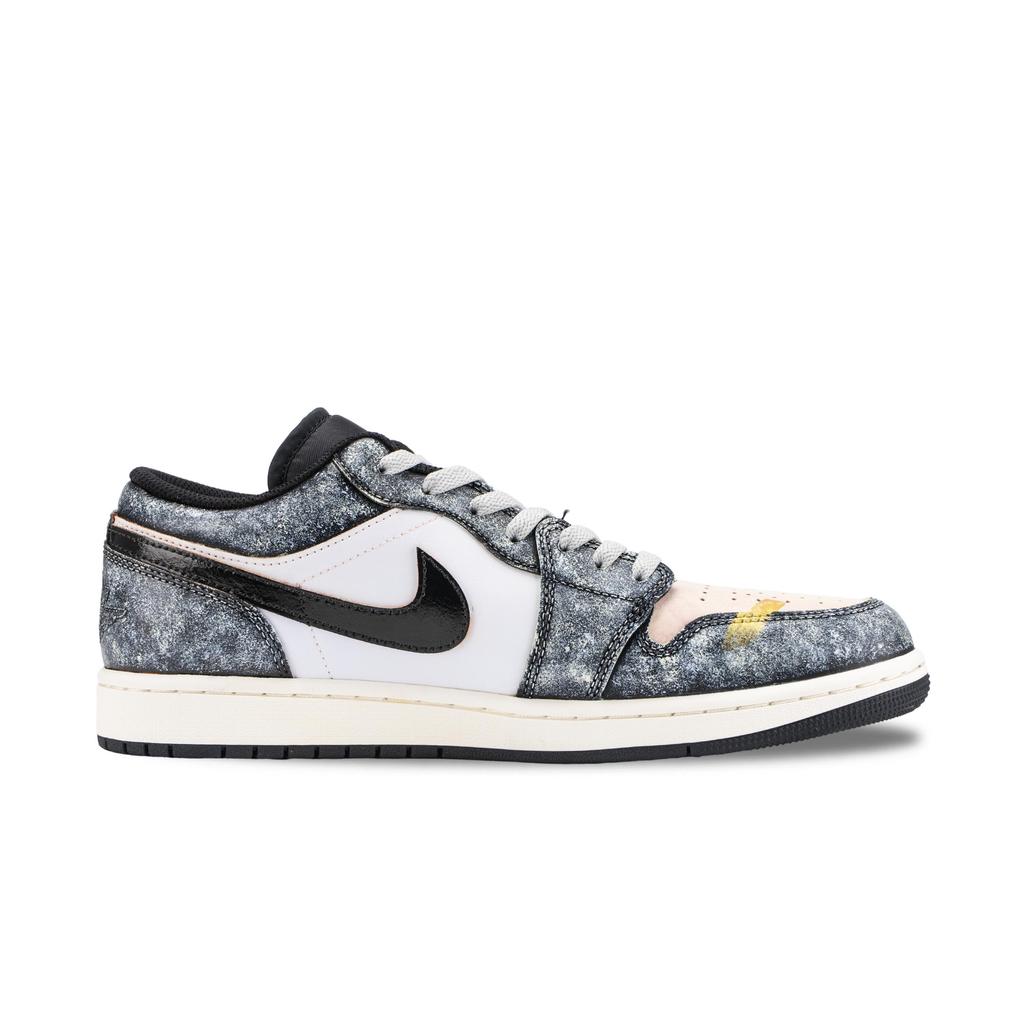 Jordan Air Jordan 1 Starry Sea Pearl Abrasion Resistant Low Top Vintage Basketball Shoes Unisex Gray Gold 553558-081(Team626-)