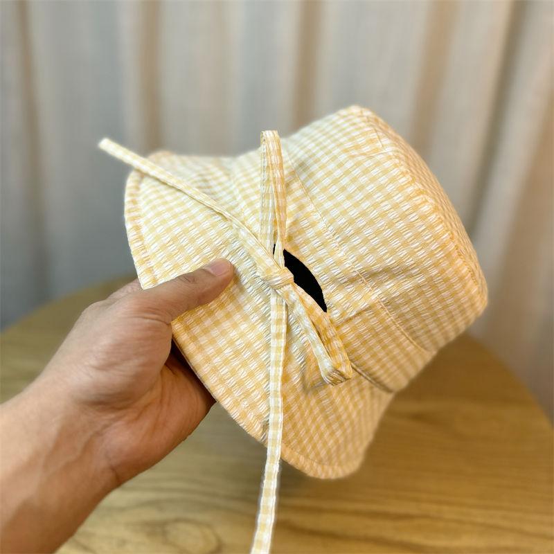 Sweet Green Plaid Bucket Hat Women's Basin Hat Large Brim Sunscreen Bucket Hat